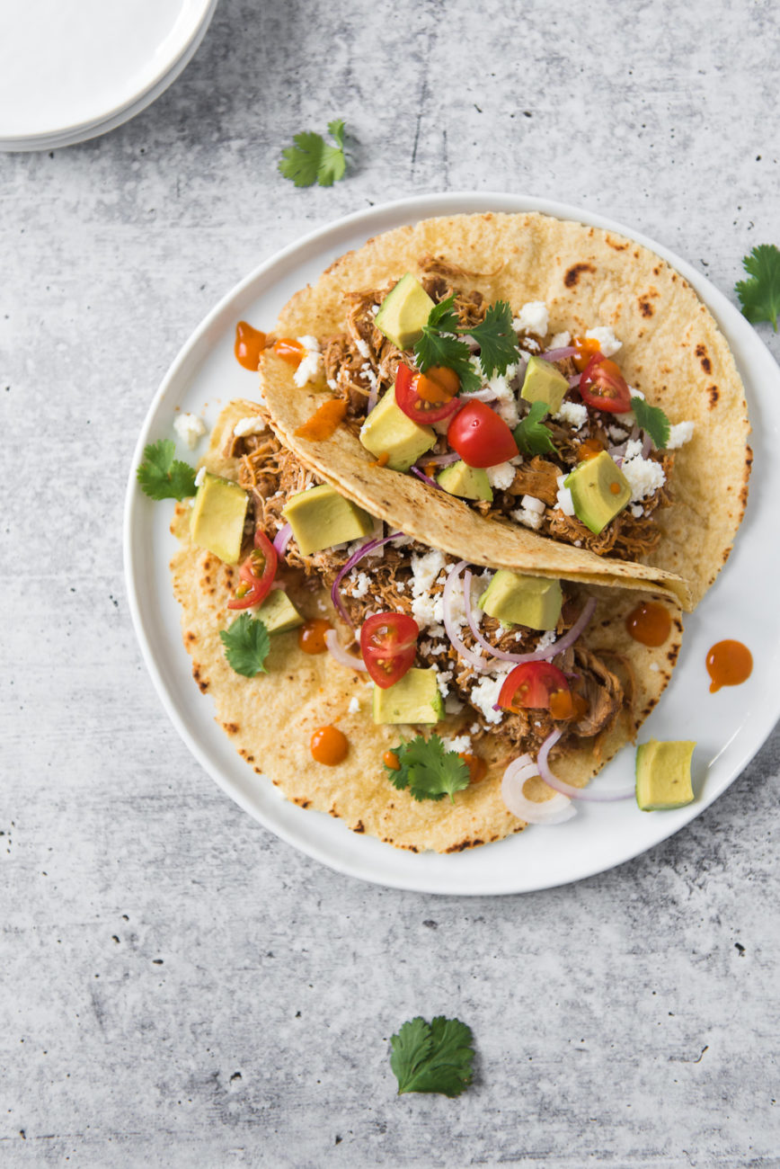 Pulled Chicken Tacos with Avocado