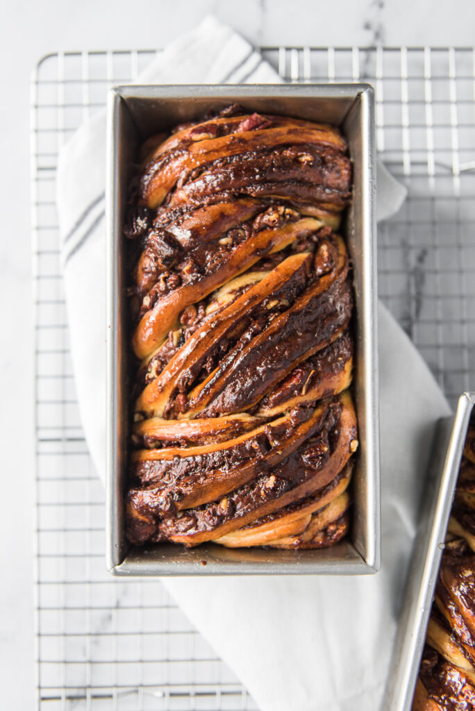 Nutella Babka bread, styled and photographed by food photographer Rebecca Hales