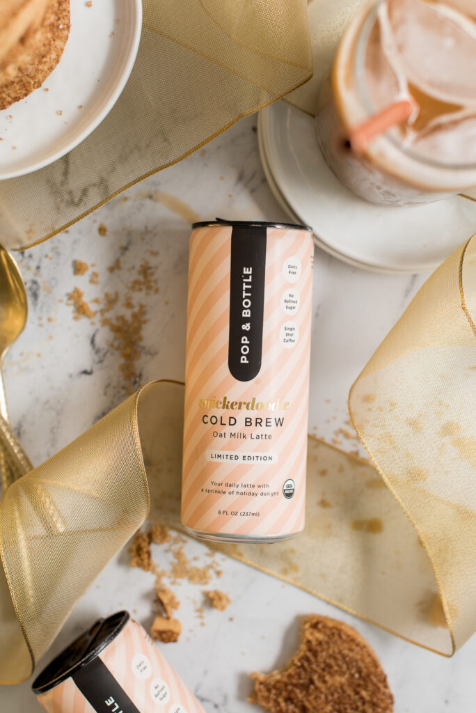 Pop and Bottle snickerdoodle cold brew with oat milk latte, shot by food photographer Rebecca Hales