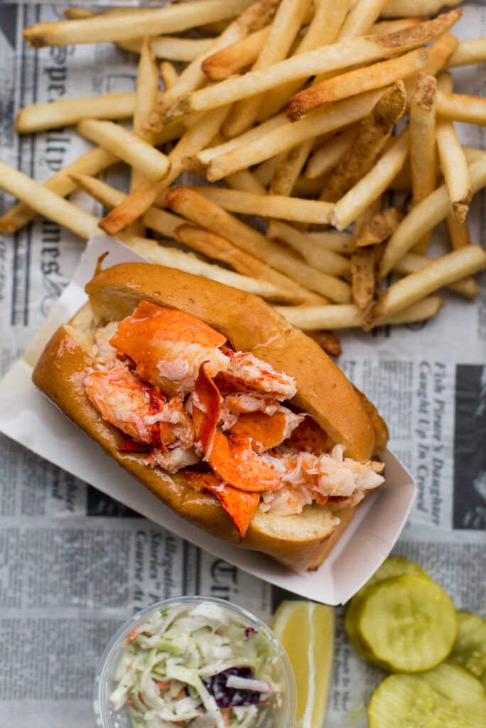 Lobster Roll from Mables Lobster Claw in Kennebunkport, Maine shot by food photographer Rebecca Hales