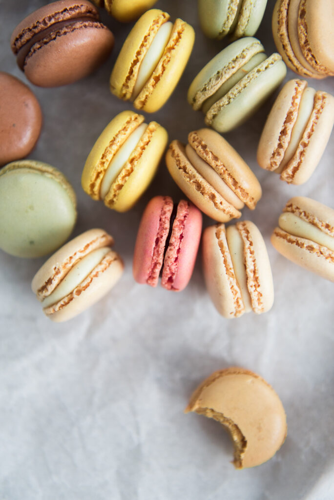 Colorful macarons from Trader Joes, photographed by Connecticut-based food photographer Rebecca Hales