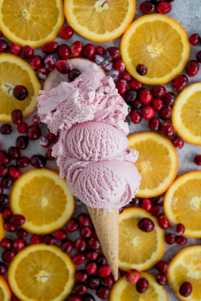 Orange Cranberry ice cream at Grassroots, shot by food photographer Rebecca Hales